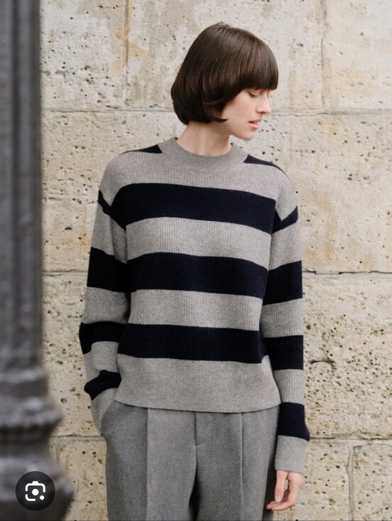 Uniqlo Sweaters - UNIQLO X COMPTOIR DES COTTONNIERS I S Striped Lambswool Sweater I grey navy blue
